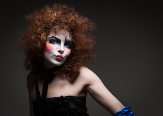 woman mime with theatrical makeup