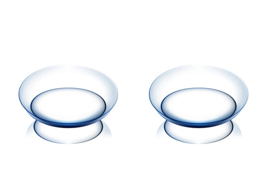 Realistic contact lenses on white background