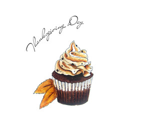 Cupcake sketch on white