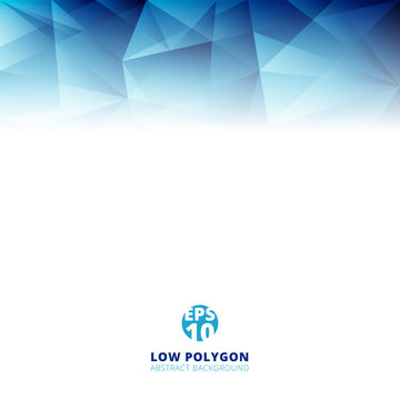 Abstract low polygon light blue color polygonal shape background with copy space.