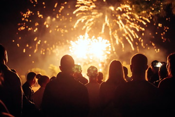 Crowd watching fireworks