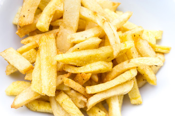 Golden French fries potatoes ready to be eaten