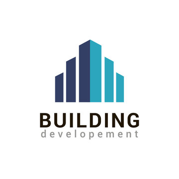 Vector logo template for real estate or building company. Illustration of skyscraper. EPS10. Creative flat icon concept. Architecture. Style and modern logotype.