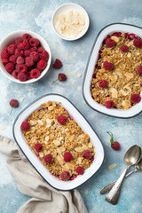 raspberry oats and almond crumble pie