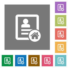 Contact address square flat icons
