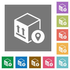 Package tracking square flat icons