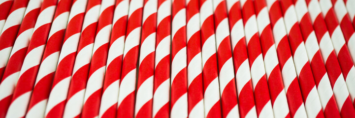 Rot wei&szlig; gestreifte Strohhalme, Banner, horizontal