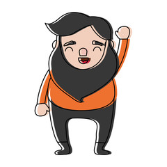 cartoon man with beard  icon over white background vector illustration