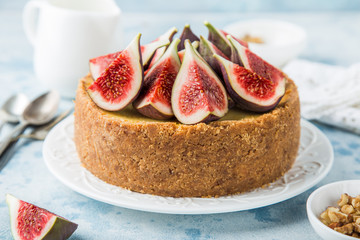 delicious caramel cheesecake  served with fresh figs