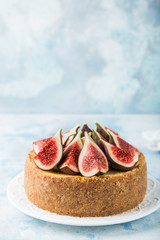 delicious caramel cheesecake  served with fresh figs