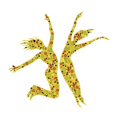 two people jump silhouette