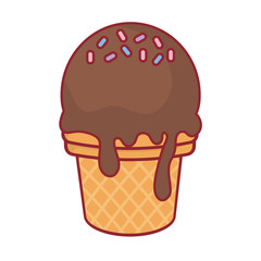 chocolate ice cream icon over white background colorful design  vector illustration