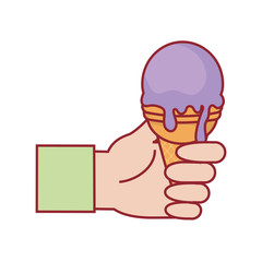hand with ice cream icon over white background colorful design  vector illustration
