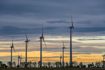 Wind farm in lower Austria in early in the morning, Austria, Europe