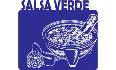 Salsa verde - traditional green mexican sauce - vector