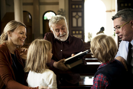 Group Of Religious People In A Church