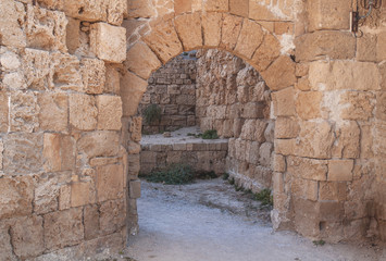 Old medieval castle passage like tower entrance or exit