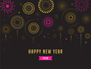 Happy New Year, Fireworks and celebration poster