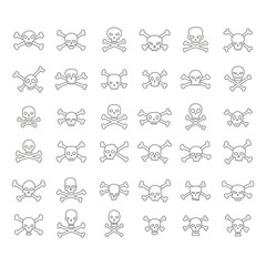 set of monochrome icons with skulls for your design