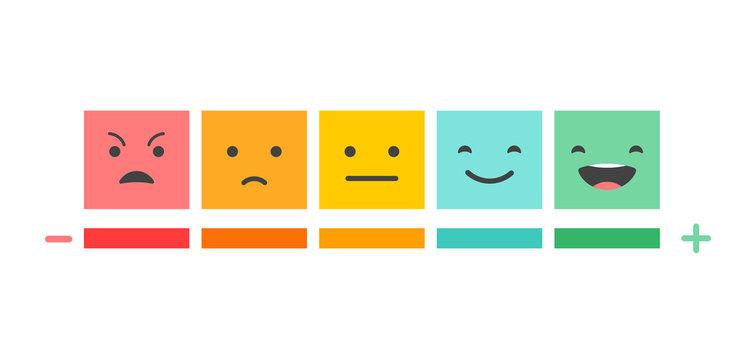 Feedback Concept Design, Emoticon, Emoji And Smile, Emotions Scale 