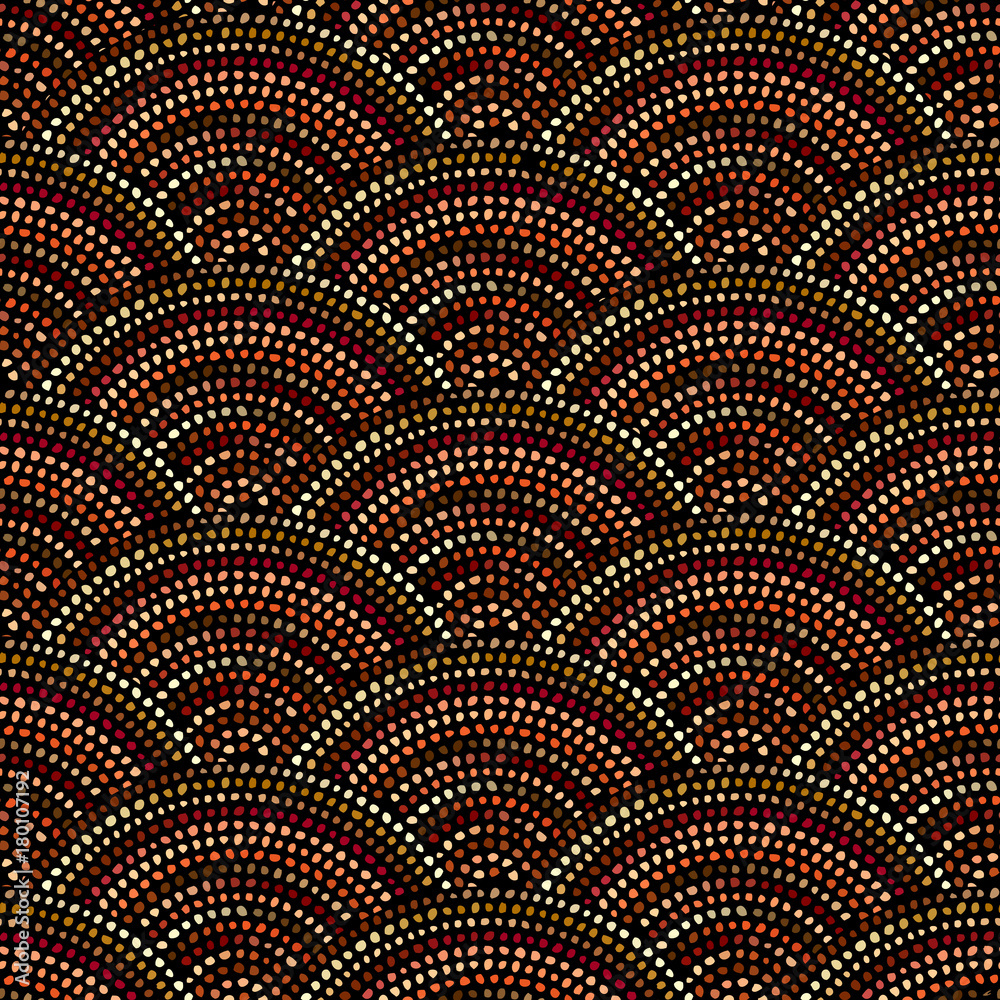 Poster ethnic boho seamless pattern in african style on black background. tribal art print. irregular polka