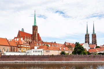 Naklejka na ściany i meble churches of Ostrow Tumski district in Wroclaw city