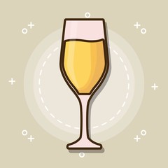 champagne glass icon over brown background colorful design vector illustration