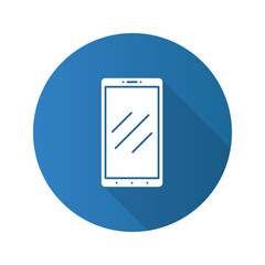 Smartphone flat design long shadow glyph icon