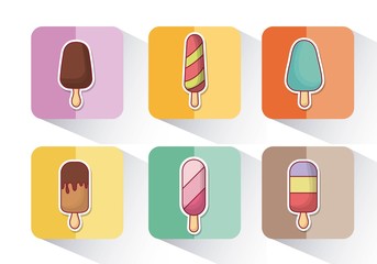 ice cream icon set over colorful squares and white background vector illustration
