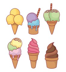 ice cream icon set over white background vector illustration