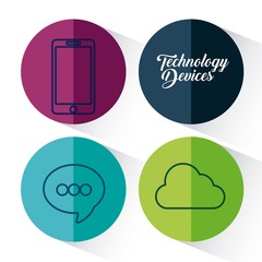technology devices icon set over colorful circles and white background vector illustration