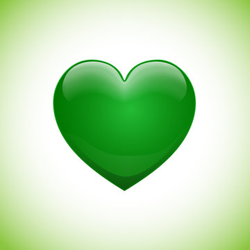 Vector sign shiny green heart, emerald, precious stone