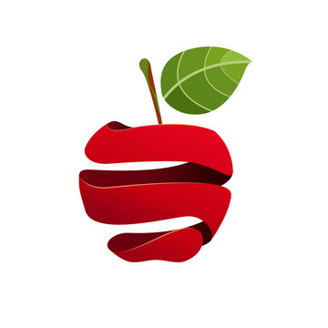 Vector sign peeled apple