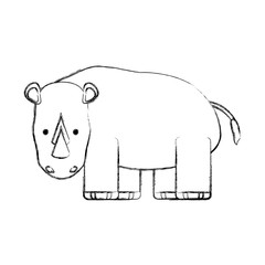 cartoon rhino icon over white background vector illustration
