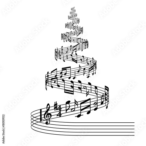 "vector music score Christmas tree" Stock image and royaltyfree vector