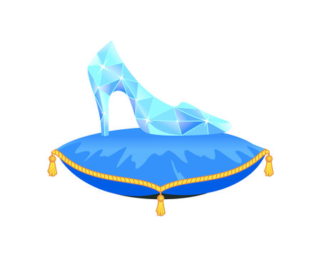  Crystal Cinderella's slipper on blue pillow