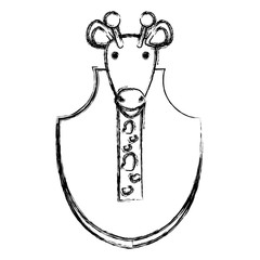 giraffe hunting trophy icon over white background vector illustration