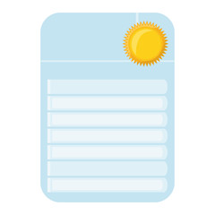 weather report with sun icon over white background vector illustration