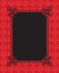 Chinese New Year Frame. Red traditional ornamental pattern vector template for Chinese Holiday decoration, greeting cards, posters, banners, wallpaper.