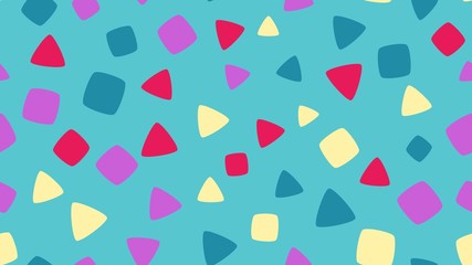 Seamless pattern with squares and triangles on a blue background