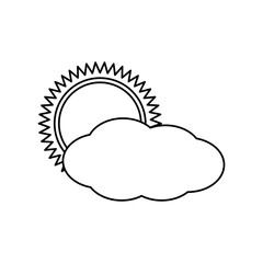 cloud and sun icon over white background vector illustration