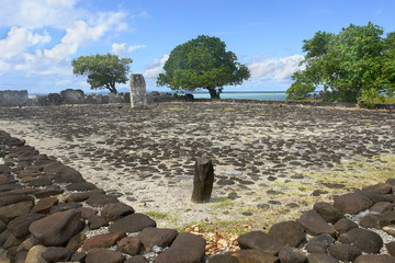 Marae Taputapuatea on the coast of Raiatea  in French Polynesia. - obrazy, fototapety, plakaty