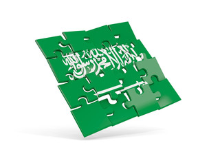 Puzzle flag of saudi arabia isolated on white