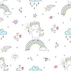 cute unicorn vector pattern
