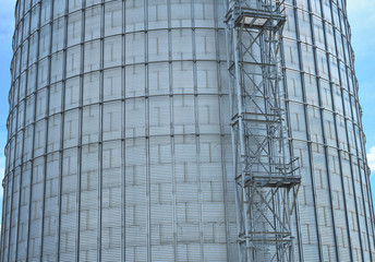 Modern silo for storing grain harvest.