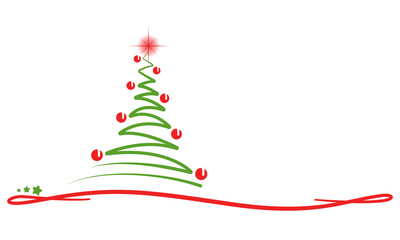 Weihnachten - Grußkarte "Abstrakter Weihnachtsbaum" (in Rot/ Grün)