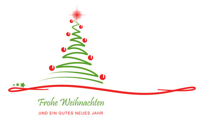 Weihnachten - Grußkarte "Abstrakter Weihnachtsbaum" (Rot/ Grün)