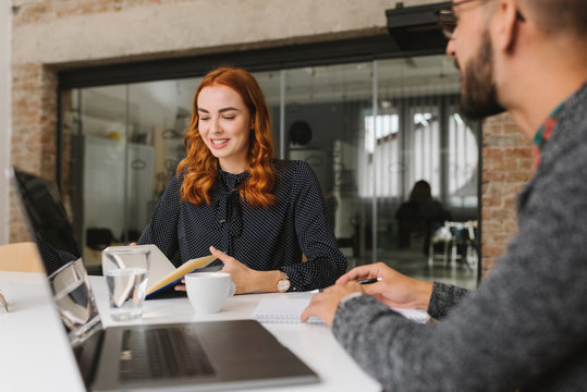 Gorgeous woman proving her worth at a job interview