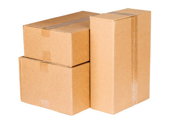 three carton boxes on white