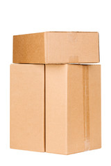 three carton boxes on white